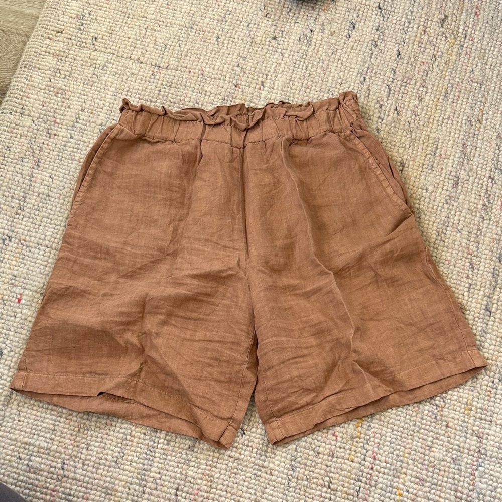 LA Relaxed Brown Linen Shorts